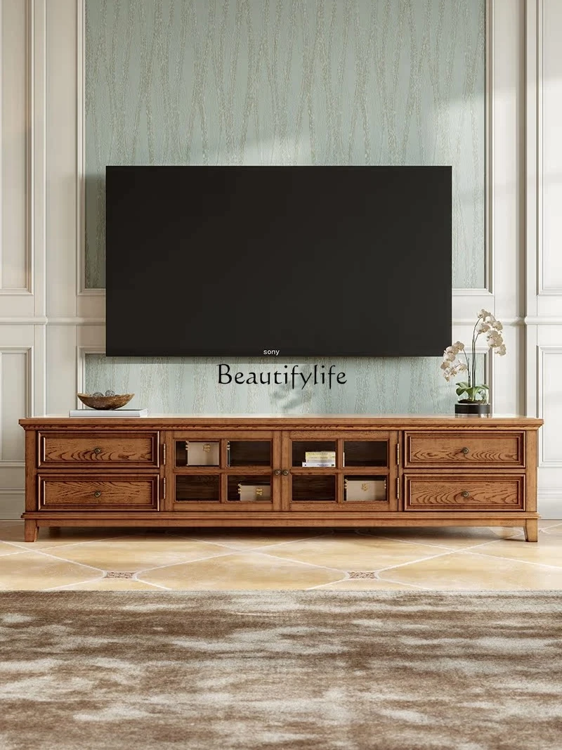 American solid wood TV cabinet living room small apartment retro small American country style
American solid wood TV cabinet living room small apartment retro small American country style