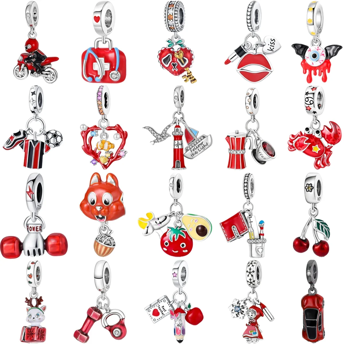 Original 925 Sterling Silver Red Motorcycle Medical Bag Cherry Charm Beaded for Pandora DIY Bracelet Ladies Jewelry Gift
Original 925 Sterling Silver Red Motorcycle Medical Bag Cherry Charm Beaded for Pandora DIY Bracelet Ladies Jewelry Gift