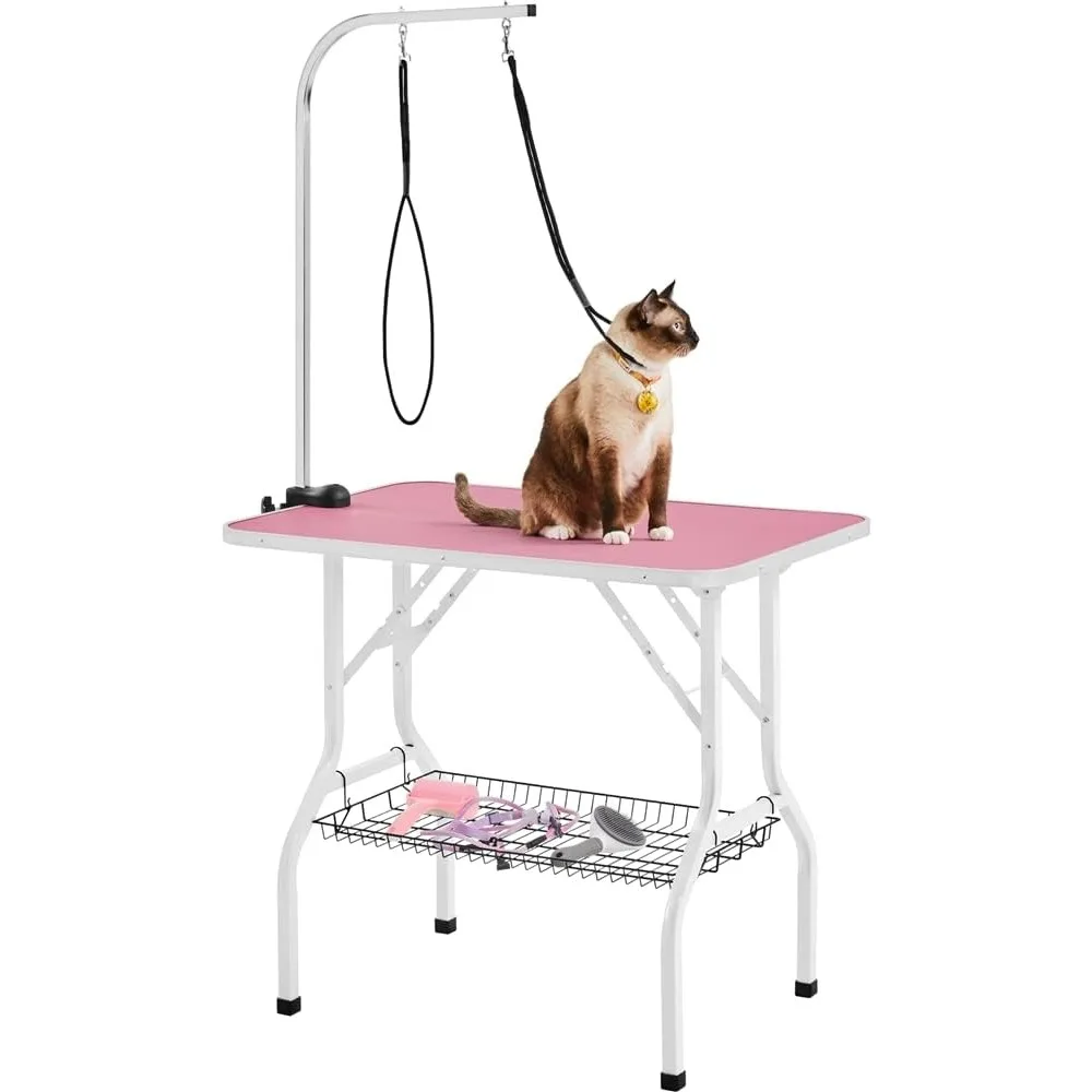 Foldable Portable Pet Grooming Table - 36in Professional Dog Cat Trimming Table w/Adjustable Arm & 2 Nooses, Maximum
Foldable Portable Pet Grooming Table - 36in Professional Dog Cat Trimming Table w/Adjustable Arm & 2 Nooses, Maximum