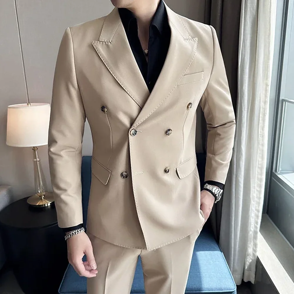 Slim Fit Men Suit High Quality Blazer Double Breasted Casual Fashion Korean Style Suit 2 Piece Formal Evening Party Prom Outfit
Slim Fit Men Suit High Quality Blazer Double Breasted Casual Fashion Korean Style Suit 2 Piece Formal Evening Party Prom Outfit