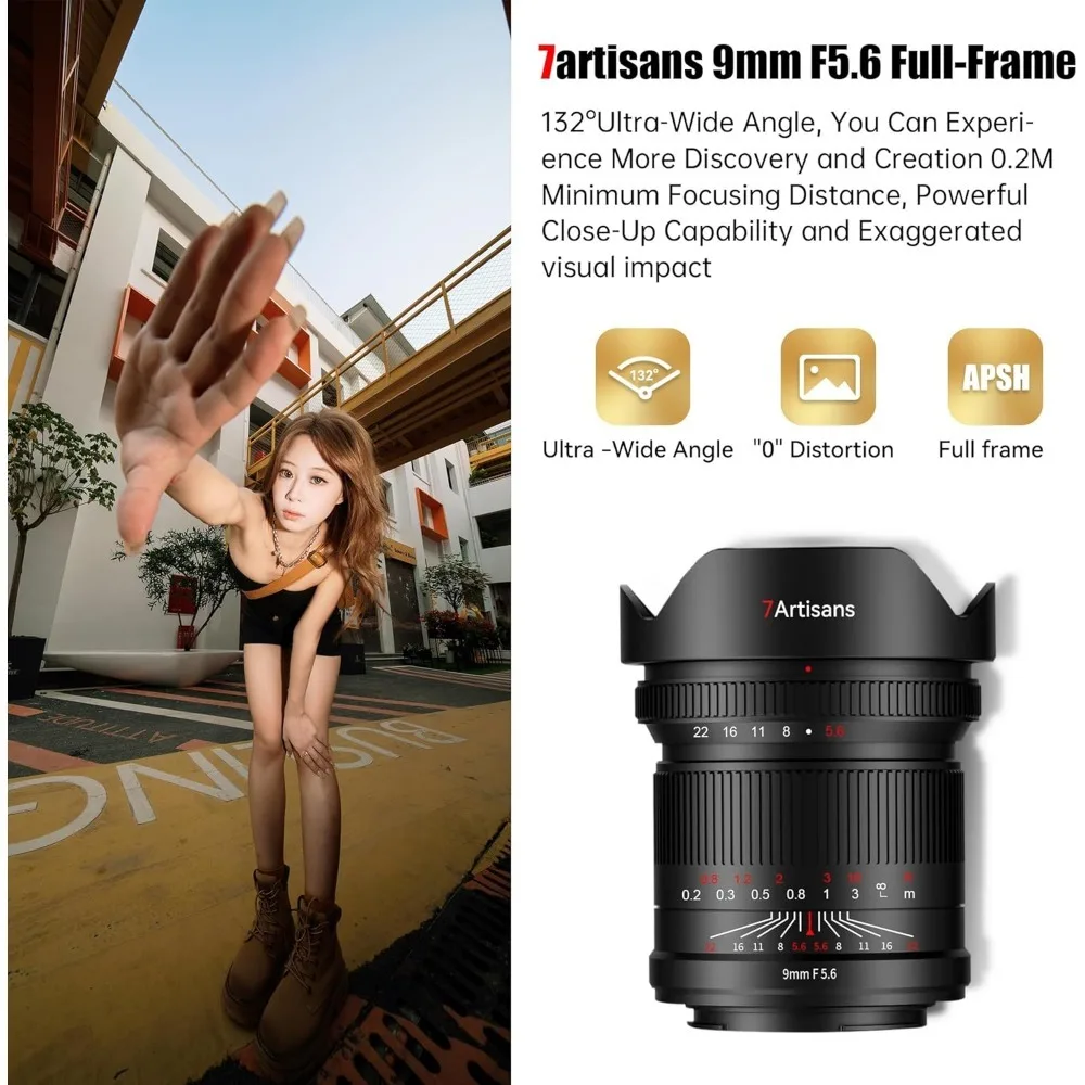 7artisans 9mm F5.6 Full-Frame 132° Wide Angle Manual Prime Lens For Sony E Canon RF Nikon Z Z5 Z50
7artisans 9mm F5.6 Full-Frame 132° Wide Angle Manual Prime Lens For Sony E Canon RF Nikon Z Z5 Z50