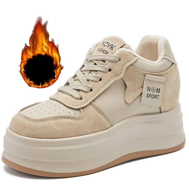 AUTUSPIN 7cm Platfrorm Wedges Women Shoes Winter Warm Fleeces Outdoor Skateboarding Sneakers Genuine Leather Chunky Footwear
AUTUSPIN 7cm Platfrorm Wedges Women Shoes Winter Warm Fleeces Outdoor Skateboarding Sneakers Genuine Leather Chunky Footwear