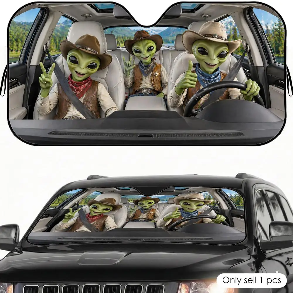 Funny Alien Cowboy Sun Visor Car Windshield Sunshade UV Protection Reflective Foldable Heat Insulation Cover
Funny Alien Cowboy Sun Visor Car Windshield Sunshade UV Protection Reflective Foldable Heat Insulation Cover