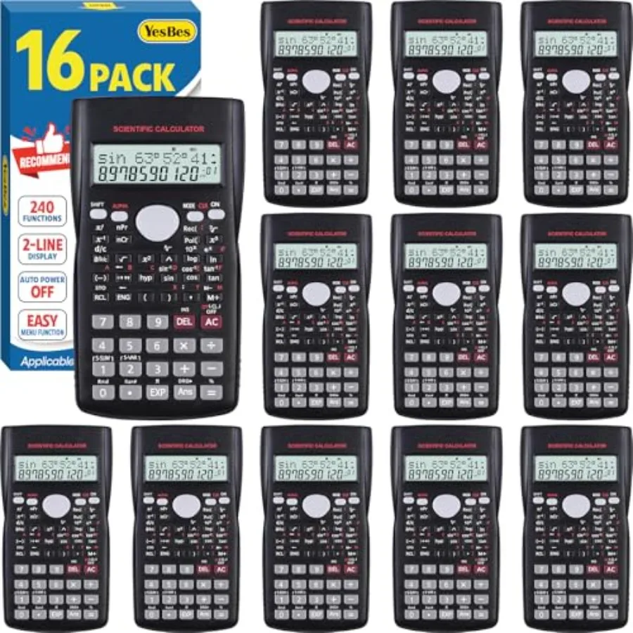 Scientific Calculators -Line Large Screen Display 40 Functions Scientific Calculators for Students Math Algebra Fraction Calcul