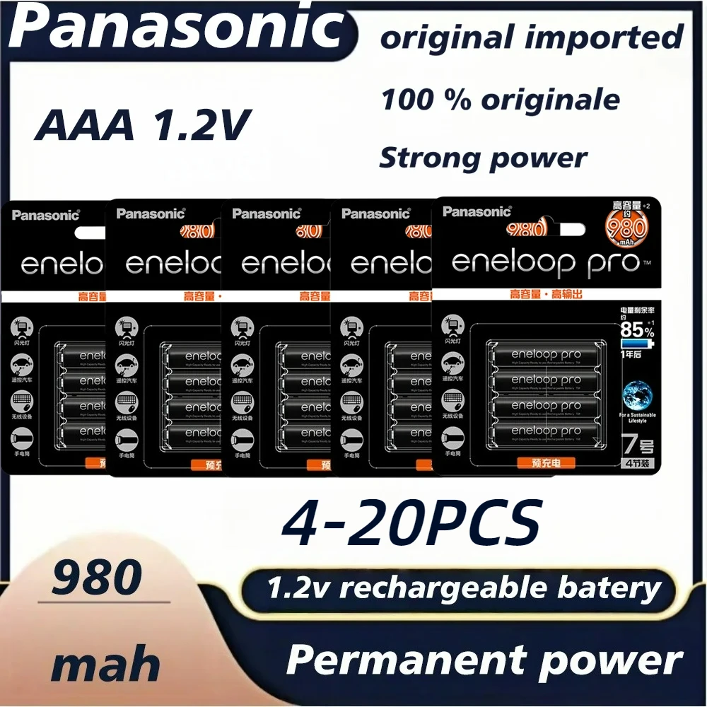 100% Panasonic Eneloop Original Battery Pro 1.2V AAA 980mAh NI-MH Camera Flashlight Toy Pre-Charged Rechargeable Batteries
100% Panasonic Eneloop Original Battery Pro 1.2V AAA 980mAh NI-MH Camera Flashlight Toy Pre-Charged Rechargeable Batteries