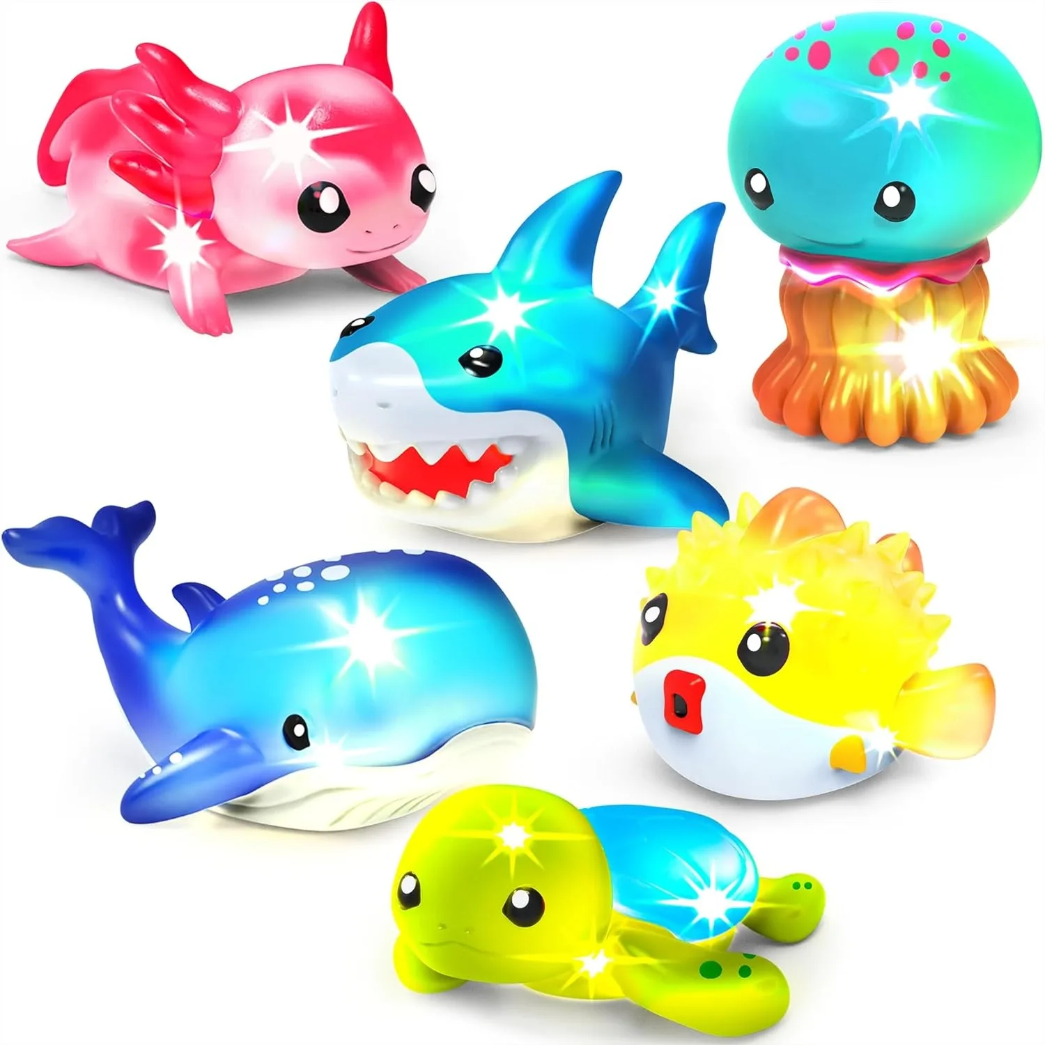 Light Up Bath Toys, 6 Pack Water-Activated Flashing & Color Changing Ocean Animals, Easy-Grip Sensory Bathtub Toys for Toddlers
Light Up Bath Toys, 6 Pack Water-Activated Flashing & Color Changing Ocean Animals, Easy-Grip Sensory Bathtub Toys for Toddlers