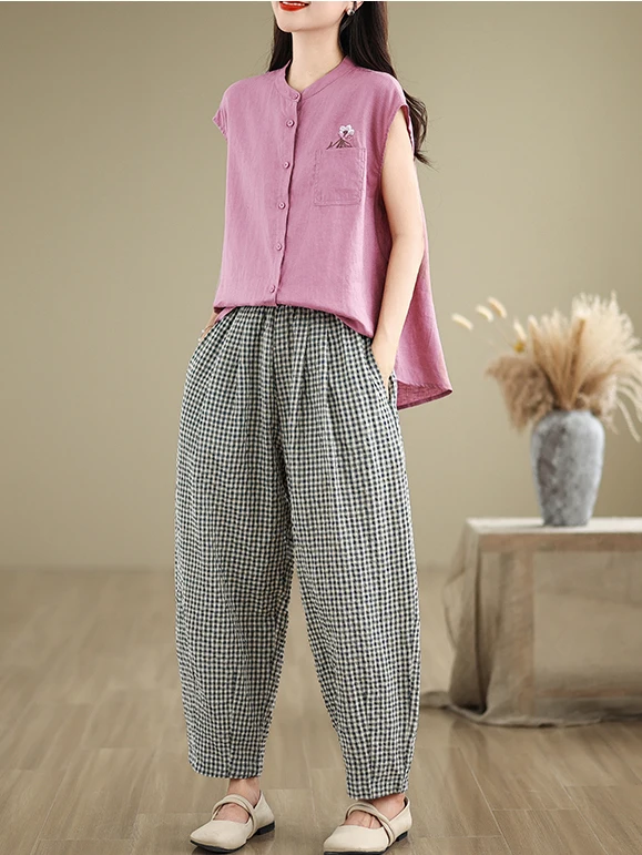 Unique Beautiful Cotton Linen Set Women Summer Short Sleeve Shirt Casual Pants Two Piece Set Breathable Lightweight Fashionable
Unique Beautiful Cotton Linen Set Women Summer Short Sleeve Shirt Casual Pants Two Piece Set Breathable Lightweight Fashionable