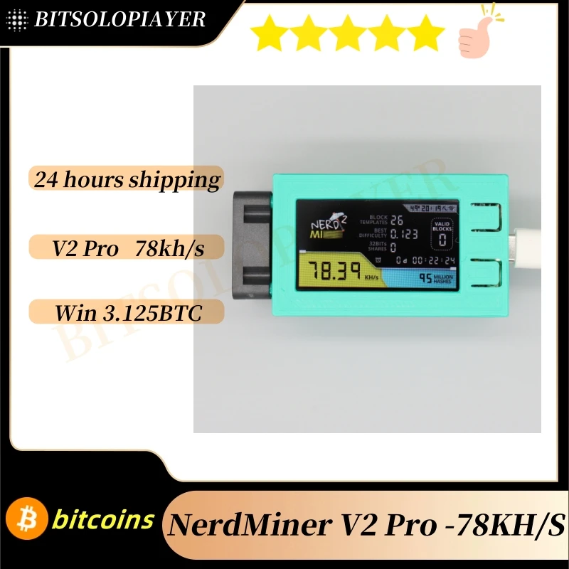 Nerdminer V2 Pro 78KH/S Bitcoin Lotto Miner Solo MinerBlack Orange Green White Case with Fan Upgraded Version BTC Lotto Miner
Nerdminer V2 Pro 78KH/S Bitcoin Lotto Miner Solo MinerBlack Orange Green White Case with Fan Upgraded Version BTC Lotto Miner