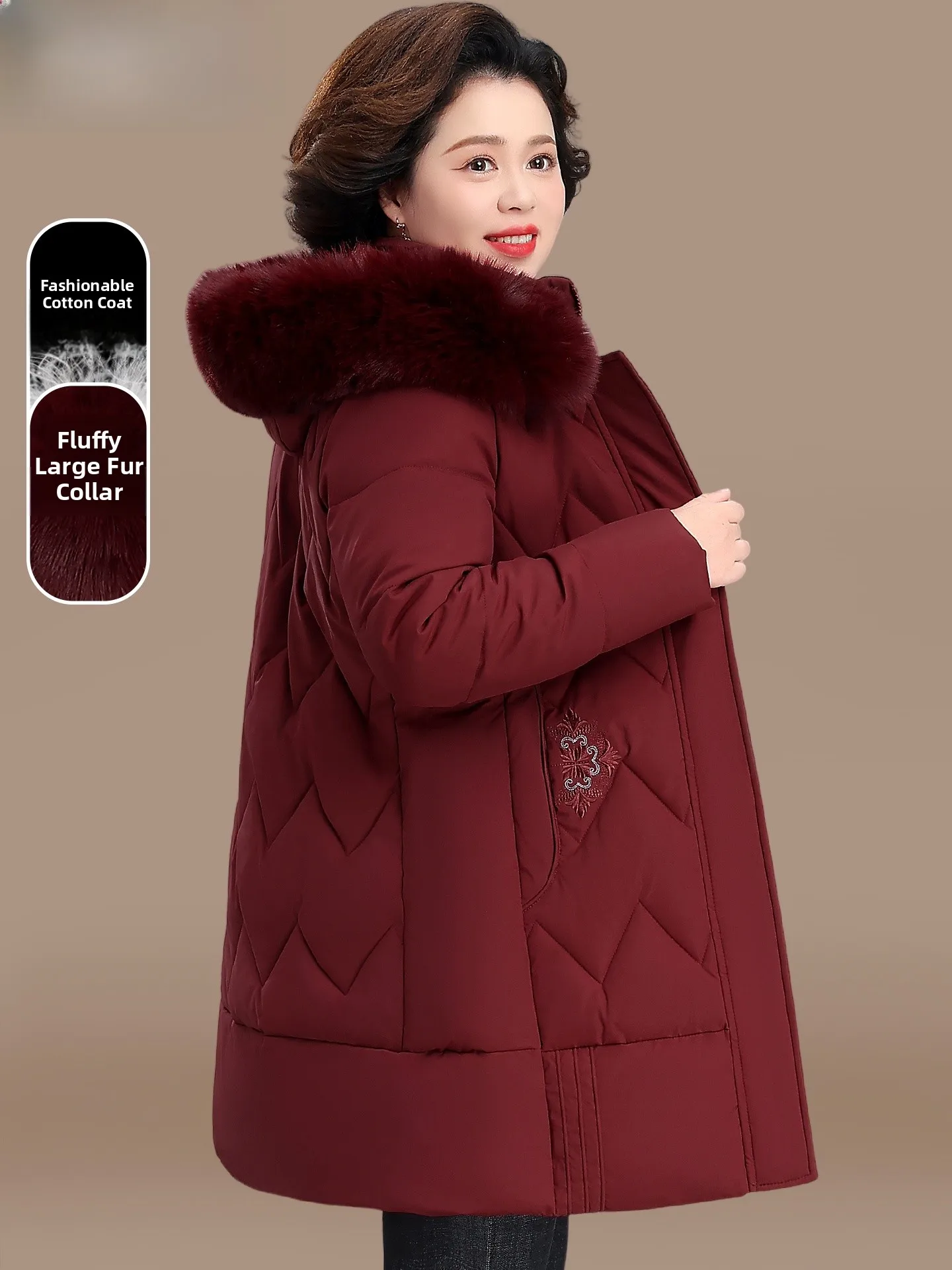 Winter Long down Jaet for Women over 50 Years Old Faionable Warm Windproof Cotton Polyester Fiber Zipper Closure Hooded
Winter Long down Jaet for Women over 50 Years Old Faionable Warm Windproof Cotton Polyester Fiber Zipper Closure Hooded