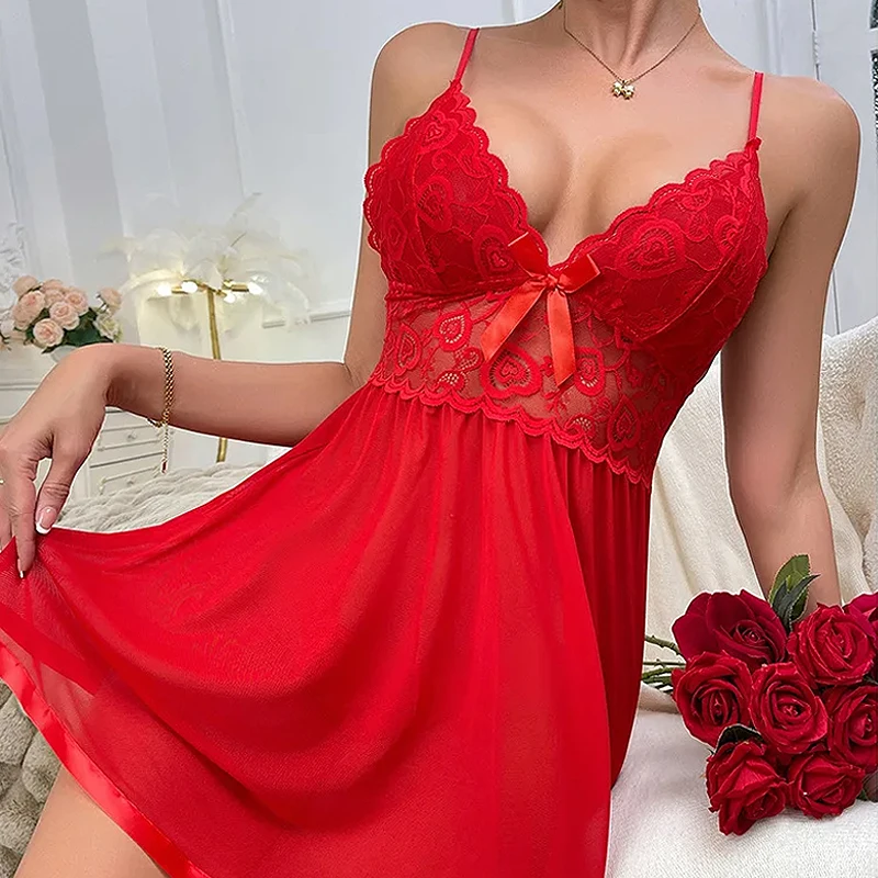 Sexy Sleeping Skirt Deep V-neck Lace Strap Mesh Sleeping Skirt Underwear Home Clothes Sleepwear
Sexy Sleeping Skirt Deep V-neck Lace Strap Mesh Sleeping Skirt Underwear Home Clothes Sleepwear