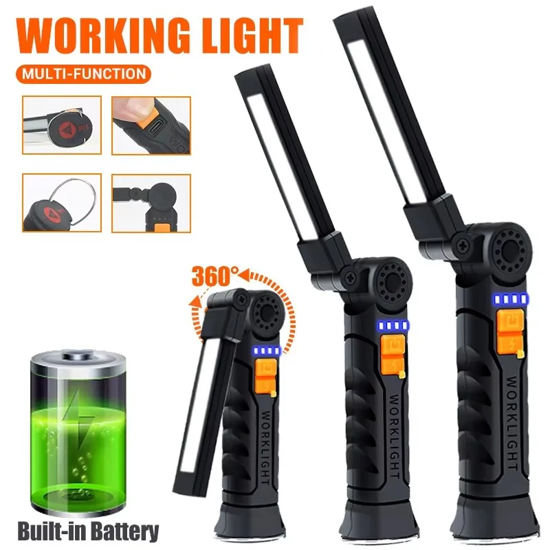 Portable COB LED Flashlight USB Rechargeable Work Lights 5 Lighting Modes with Magnetic Outdoor Camping Emergency Torch
Portable COB LED Flashlight USB Rechargeable Work Lights 5 Lighting Modes with Magnetic Outdoor Camping Emergency Torch