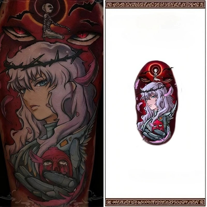 Anime Berserk Temporary Tattoos Cartoon Griffith Cover The Scar Waterproof Colorfast Fake Tattoo Sticker for Woman Man
Anime Berserk Temporary Tattoos Cartoon Griffith Cover The Scar Waterproof Colorfast Fake Tattoo Sticker for Woman Man