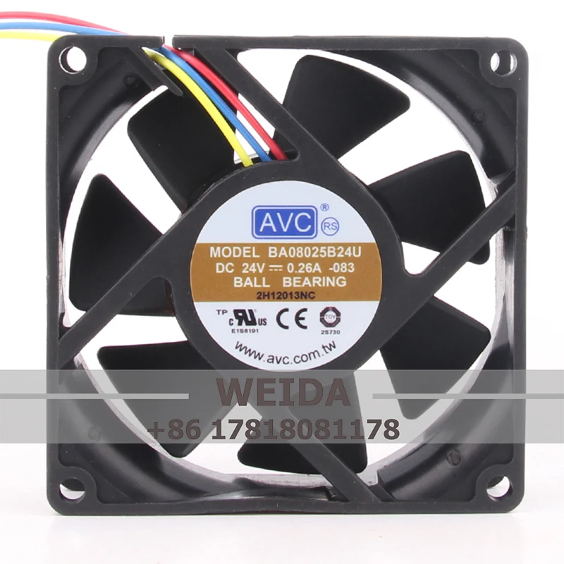 Case Fan Dual Ball Bearing for AVC BA08025B24U 80*80*25MM 24V 0.26A 8CM Large Airflow Inverter Cooling Fan
Case Fan Dual Ball Bearing for AVC BA08025B24U 80*80*25MM 24V 0.26A 8CM Large Airflow Inverter Cooling Fan