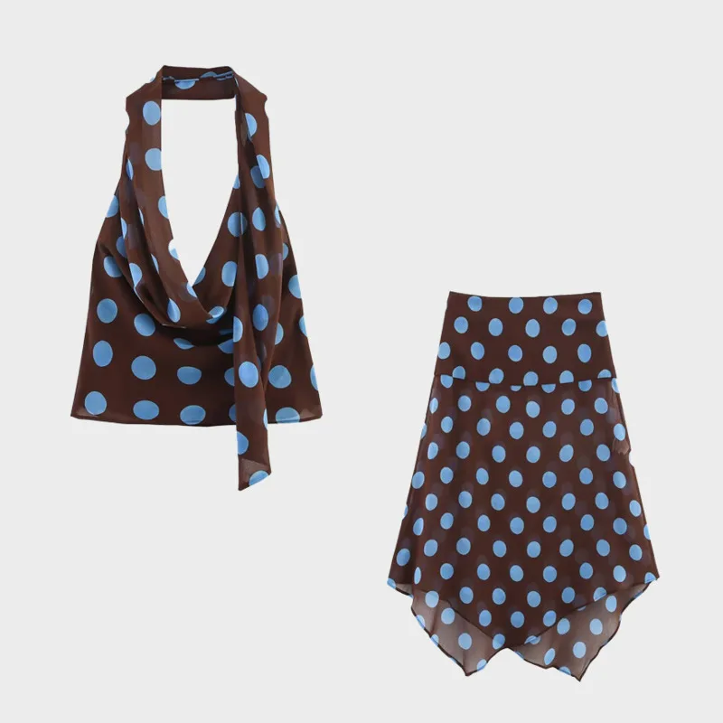 Mesh Sleeveless Y2k Crop Top Asymmetrical Long Skirt High Street 2 Piece Set Polka Dot Halter Top Beach Style Skirt Set Women
Mesh Sleeveless Y2k Crop Top Asymmetrical Long Skirt High Street 2 Piece Set Polka Dot Halter Top Beach Style Skirt Set Women
