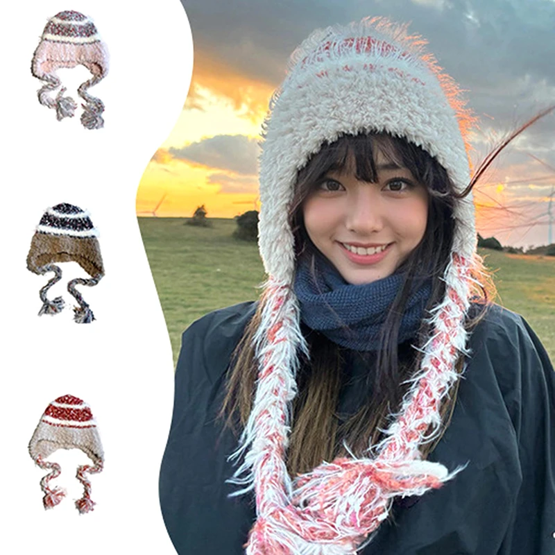 Autumn Winter Colorful Striped Stitching Wool Hat Ear Muffs Warm Knitted Cap Wind Knitted Beanies Cap Korean Women Girls Hat
Autumn Winter Colorful Striped Stitching Wool Hat Ear Muffs Warm Knitted Cap Wind Knitted Beanies Cap Korean Women Girls Hat