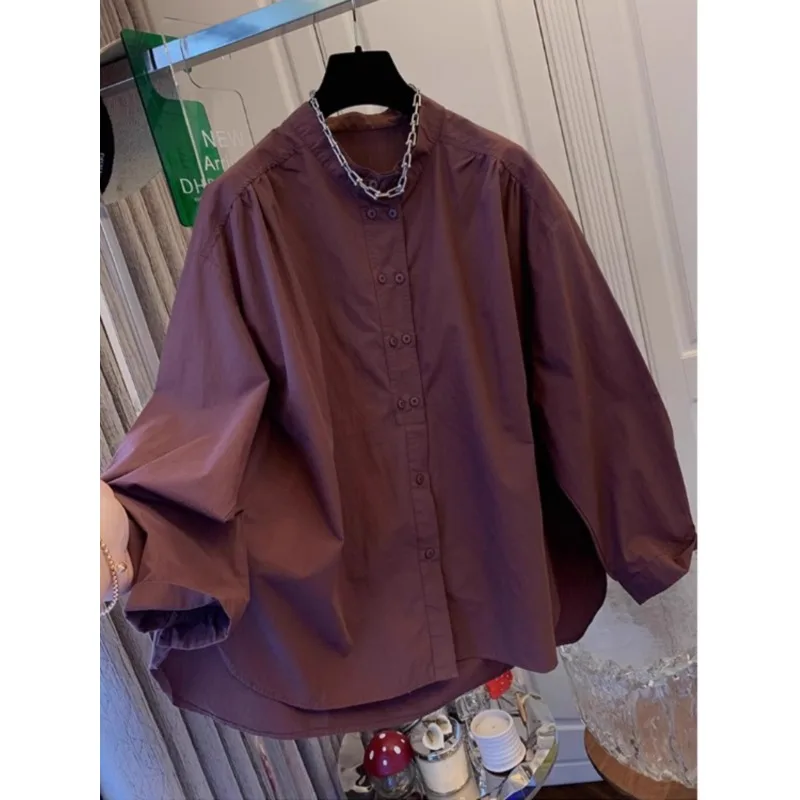 SuperAen Vintage Korean Style Solid Color Cotton Long-sleeved Shirts Women's Spring 2025 New Loose Stand Collar Casual Shirts
SuperAen Vintage Korean Style Solid Color Cotton Long-sleeved Shirts Women's Spring 2025 New Loose Stand Collar Casual Shirts