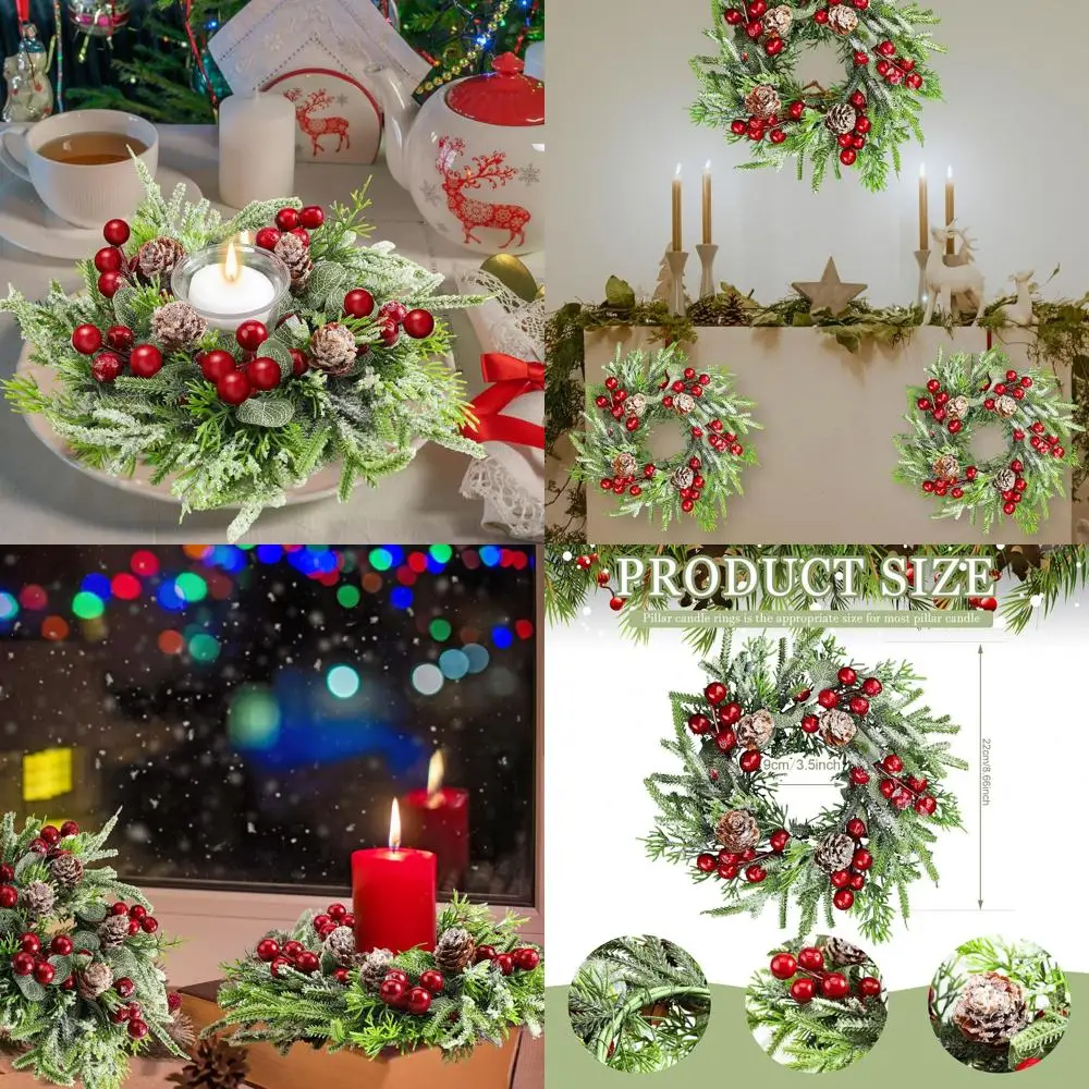 Artificial Christmas Wreaths with Berries and Snowy Pine for Indoor Decor and Table Centerpieces
Artificial Christmas Wreaths with Berries and Snowy Pine for Indoor Decor and Table Centerpieces