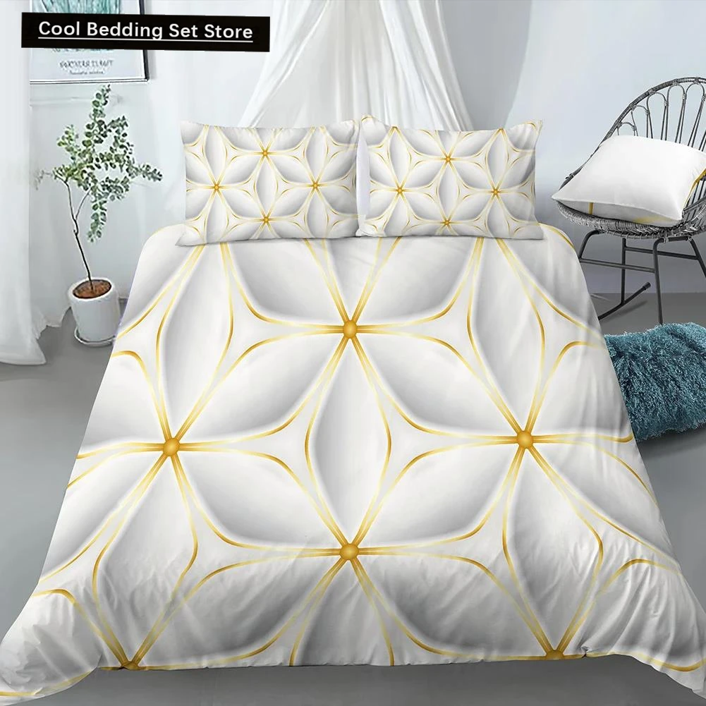 Geometric Duvet Cover Set King Size White Gold Shade Bohemian Bedding Set Soft Quilt Cover with Pillowcase Twin Comforter Cover
Geometric Duvet Cover Set King Size White Gold Shade Bohemian Bedding Set Soft Quilt Cover with Pillowcase Twin Comforter Cover