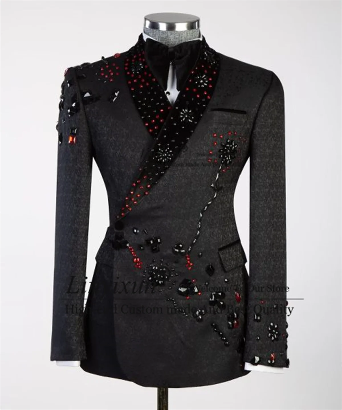 Double Breasted Beaded Crystal Men Suits Customized Jacquard Wedding Groom Male Prom Blazers 2 Piece Sets Slim Fit Costume Homme
Double Breasted Beaded Crystal Men Suits Customized Jacquard Wedding Groom Male Prom Blazers 2 Piece Sets Slim Fit Costume Homme