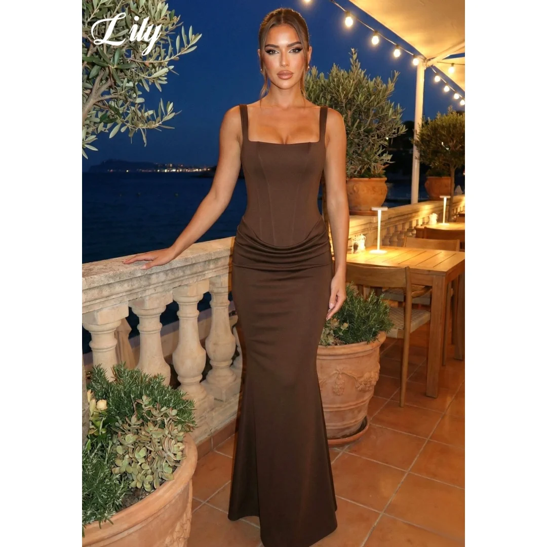 Lily Elegant Brown Prom Dress Square Neck Spaghetti Strap Back Ruched Waist Mermaid Silhouette Formal Evening Gown Customized
Lily Elegant Brown Prom Dress Square Neck Spaghetti Strap Back Ruched Waist Mermaid Silhouette Formal Evening Gown Customized