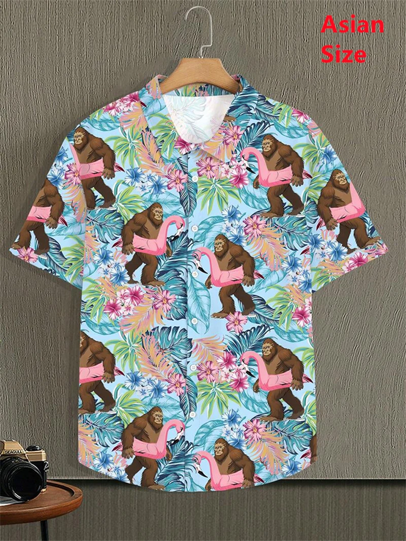 New Summer Hawaiian Men's Shirt: Fun 3D Print Gorilla and Flamingo Shirt, Unisex Beach Shirt, Suitable for Everyday Wear
New Summer Hawaiian Men's Shirt: Fun 3D Print Gorilla and Flamingo Shirt, Unisex Beach Shirt, Suitable for Everyday Wear