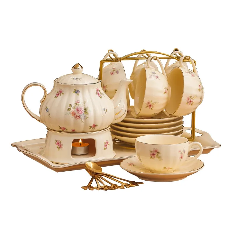Romantic floral coffee set ceramic teacup high-end set retro temperament teapot
Romantic floral coffee set ceramic teacup high-end set retro temperament teapot