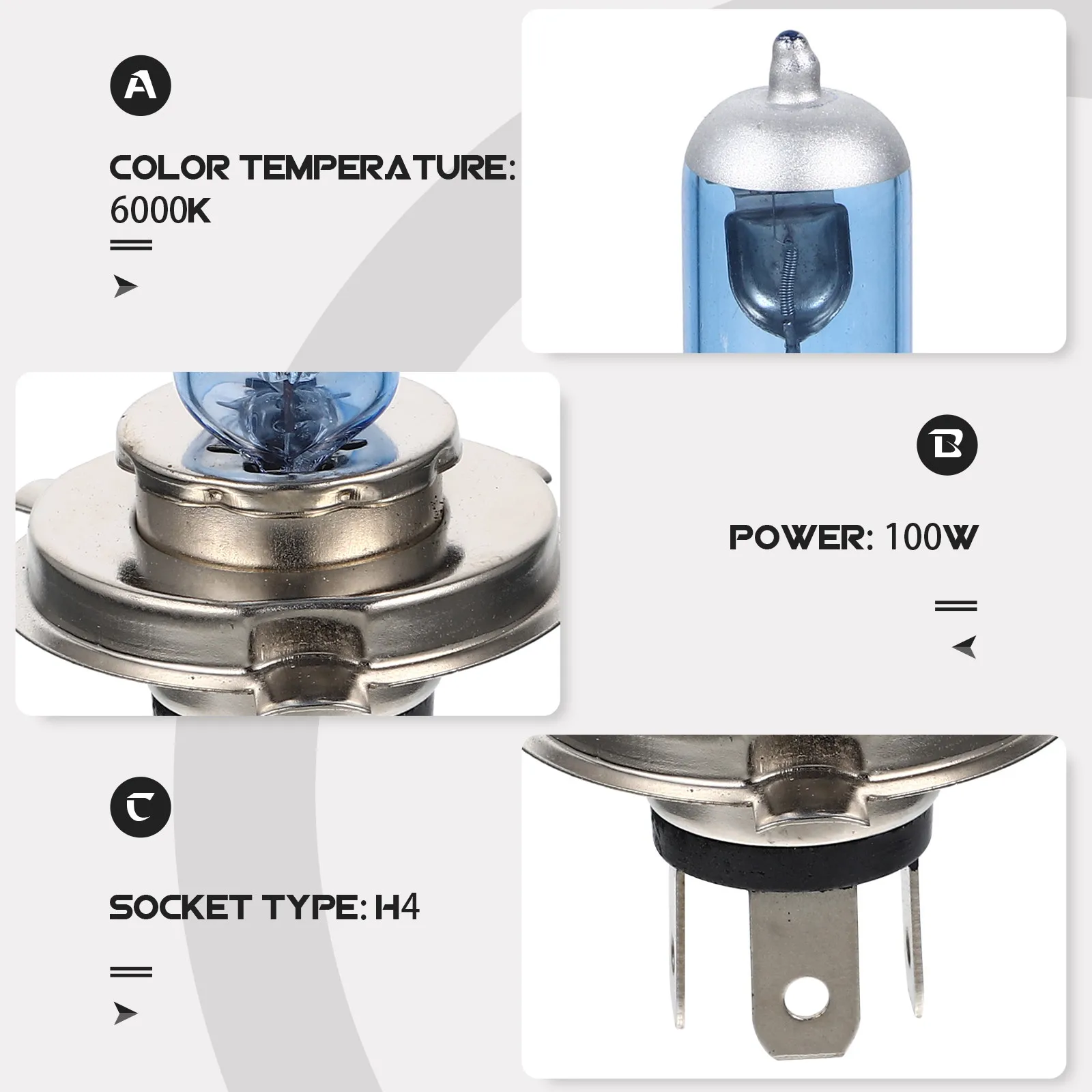 2Pcs H4 Auto Halogen Headlight Dc 12V 100W 6000K White Light P43t Socket Brighter Than Standard Halogen Clear Vision
2Pcs H4 Auto Halogen Headlight Dc 12V 100W 6000K White Light P43t Socket Brighter Than Standard Halogen Clear Vision