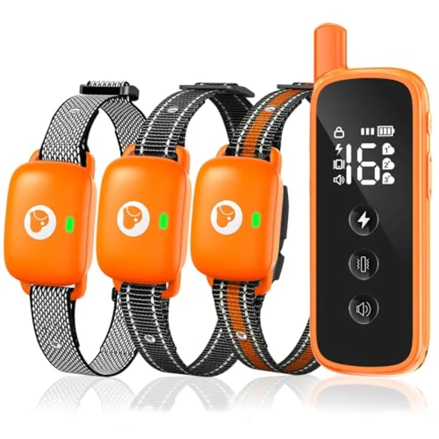 Dog Training Collar for Outdoor Use, Waterproof IP68 Silicone-Coated Remote Collar with Beep/Vibration/Shock Modes, Orange Colo
Dog Training Collar for Outdoor Use, Waterproof IP68 Silicone-Coated Remote Collar with Beep/Vibration/Shock Modes, Orange Colo