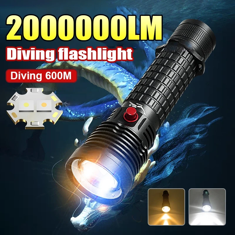 2025 New Professional Diving Flashlight 500M Underwater Lamp IPX8 Waterproof LED Flashlight USB Rechargeable Scuba Diving Torch
2025 New Professional Diving Flashlight 500M Underwater Lamp IPX8 Waterproof LED Flashlight USB Rechargeable Scuba Diving Torch