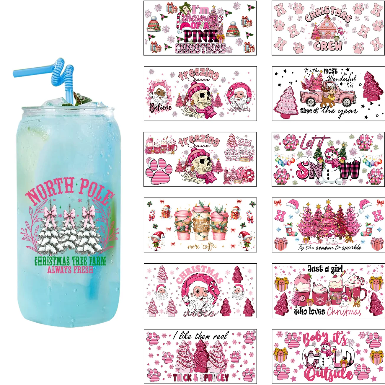 Dreamy Pink Christmas Art Desgin UV DTF Cup Sticker For 16oz Libbey Decal DIY Whimsical Washable Mug UV DTF Transfer Sticker
Dreamy Pink Christmas Art Desgin UV DTF Cup Sticker For 16oz Libbey Decal DIY Whimsical Washable Mug UV DTF Transfer Sticker