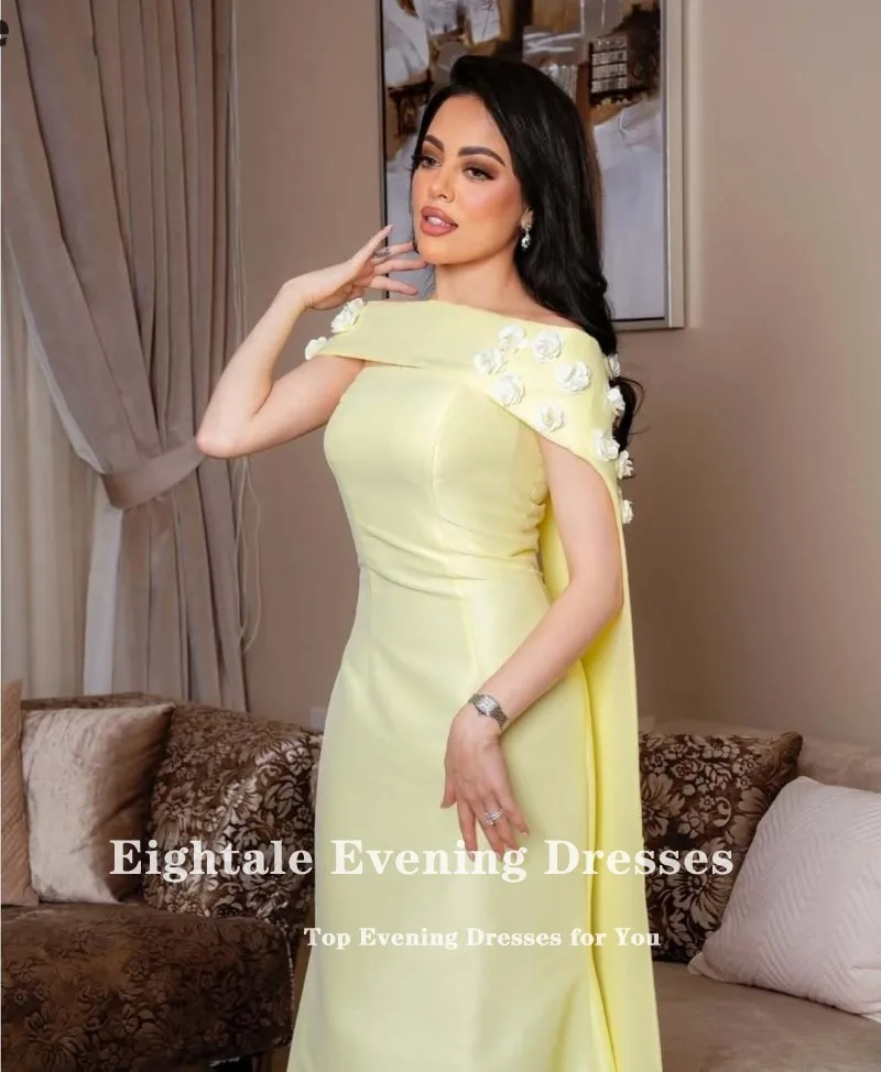 Eightale Arabic Evening Dress Customized Yellow Satin Mermaid 3D Flowers Prom Wedding Party Gowns Abendkleider Hochzeit
Eightale Arabic Evening Dress Customized Yellow Satin Mermaid 3D Flowers Prom Wedding Party Gowns Abendkleider Hochzeit