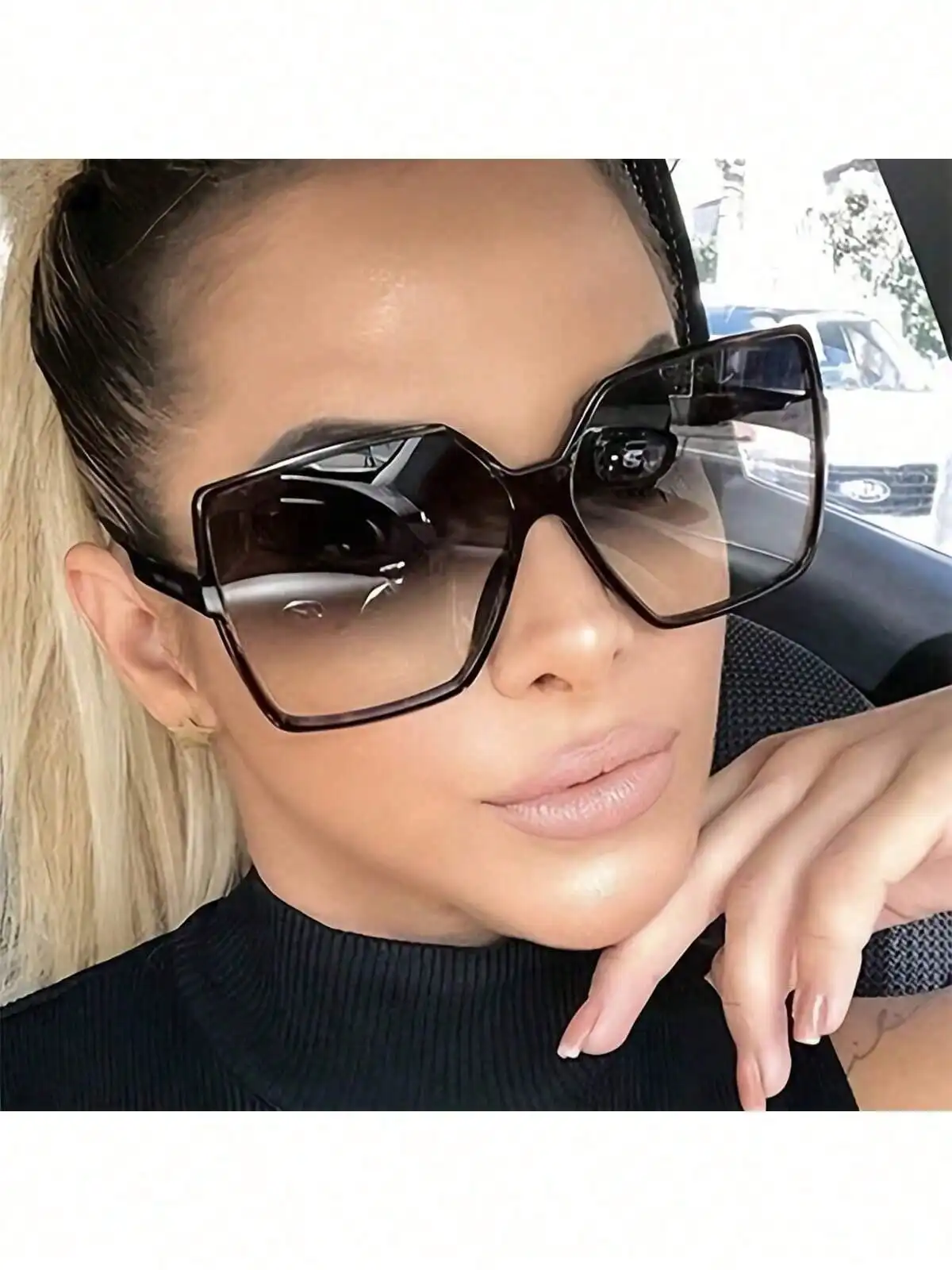 Oversized Square Black Frame Gradient Lens Sunglasses for Women
Oversized Square Black Frame Gradient Lens Sunglasses for Women