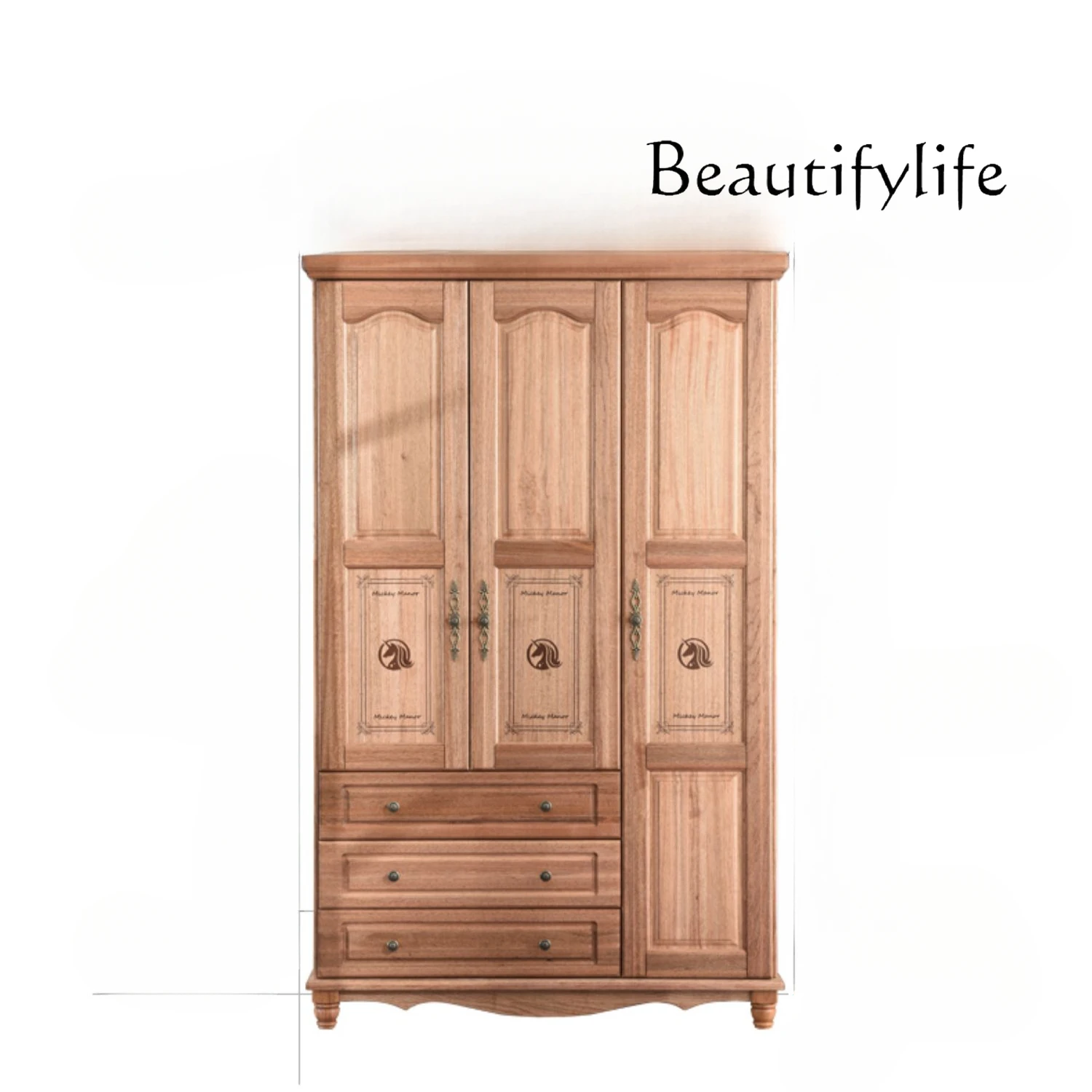 All solid wood three-door wardrobe bedroom storage American sandalwood home wardrobe high cabinet
All solid wood three-door wardrobe bedroom storage American sandalwood home wardrobe high cabinet