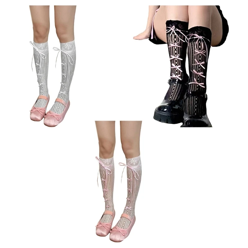 Women Ballet Style Ribbon Bows Tie Stocking Japanese Girls Openwork Lace Striped Fishnet Hollow Mesh Long Knee Length Socks
Women Ballet Style Ribbon Bows Tie Stocking Japanese Girls Openwork Lace Striped Fishnet Hollow Mesh Long Knee Length Socks