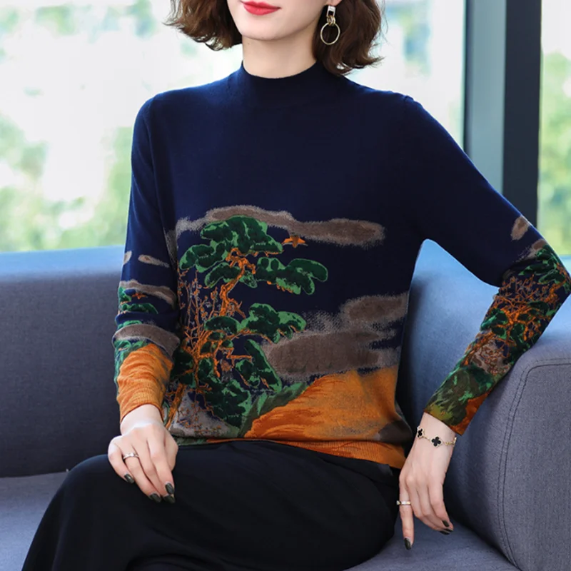 Fashion Printed Women sweater Autumn Winter Loose O neck Long sleeve Pullover Bird pattern Printed Sweater Women sweater
Fashion Printed Women sweater Autumn Winter Loose O neck Long sleeve Pullover Bird pattern Printed Sweater Women sweater