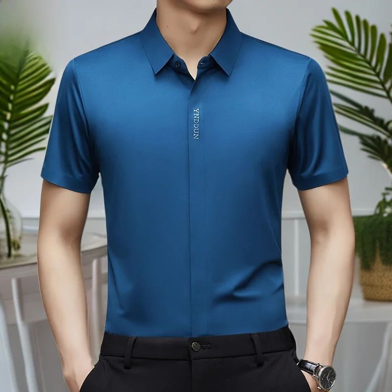 Cooling Ice Silk Men's Casual irt Summer Thin ort Sve Busin Casual Pure Color Dad Clothes Faionable Urban Sle
Cooling Ice Silk Men's Casual irt Summer Thin ort Sve Busin Casual Pure Color Dad Clothes Faionable Urban Sle