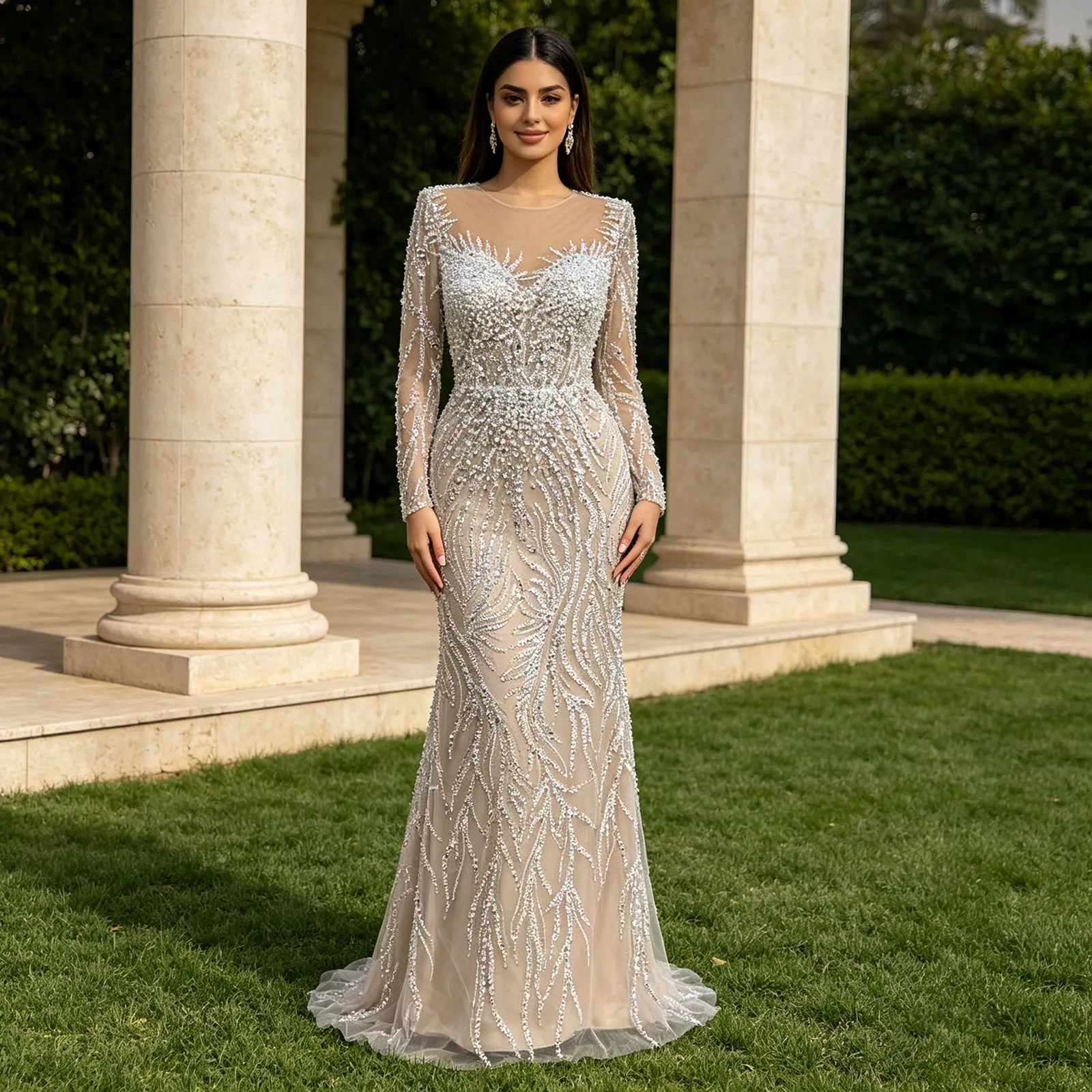 Eshault&bridal Beaded Mermaid Evening Dress Long Sleeve Pearls Formal Party Gown Robe De Soiree For Arabic Women Customized 2026
Eshault&bridal Beaded Mermaid Evening Dress Long Sleeve Pearls Formal Party Gown Robe De Soiree For Arabic Women Customized 2026