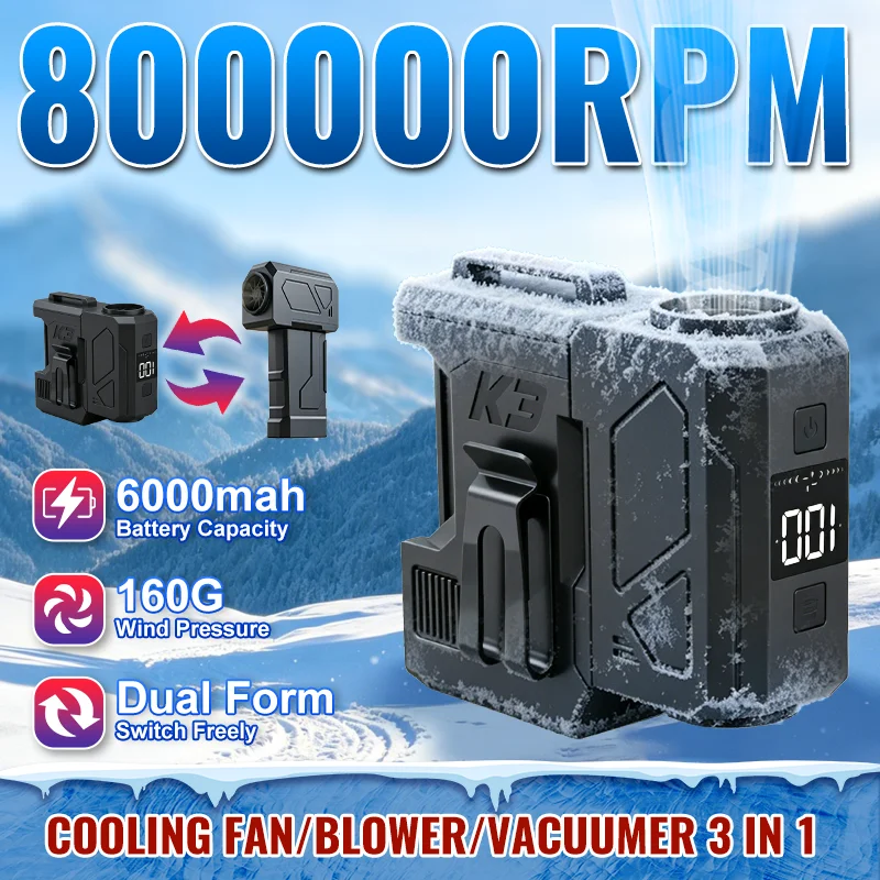 New 6-in-1 800000RPM Turbo Blower, Waist /Handheld/ Neck/ Desk Fan & Blower,Super Wind, Detachable with LED Light Vacuum Cleaner
New 6-in-1 800000RPM Turbo Blower, Waist /Handheld/ Neck/ Desk Fan & Blower,Super Wind, Detachable with LED Light Vacuum Cleaner