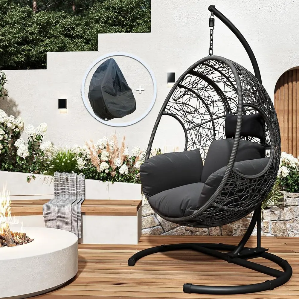 Hanging Egg Chair with Stand, Oversized Patio Swing Chair with Stand and Cushion, Hammock Wicker Rattan Lounge Chair or Indoor O
Hanging Egg Chair with Stand, Oversized Patio Swing Chair with Stand and Cushion, Hammock Wicker Rattan Lounge Chair or Indoor O