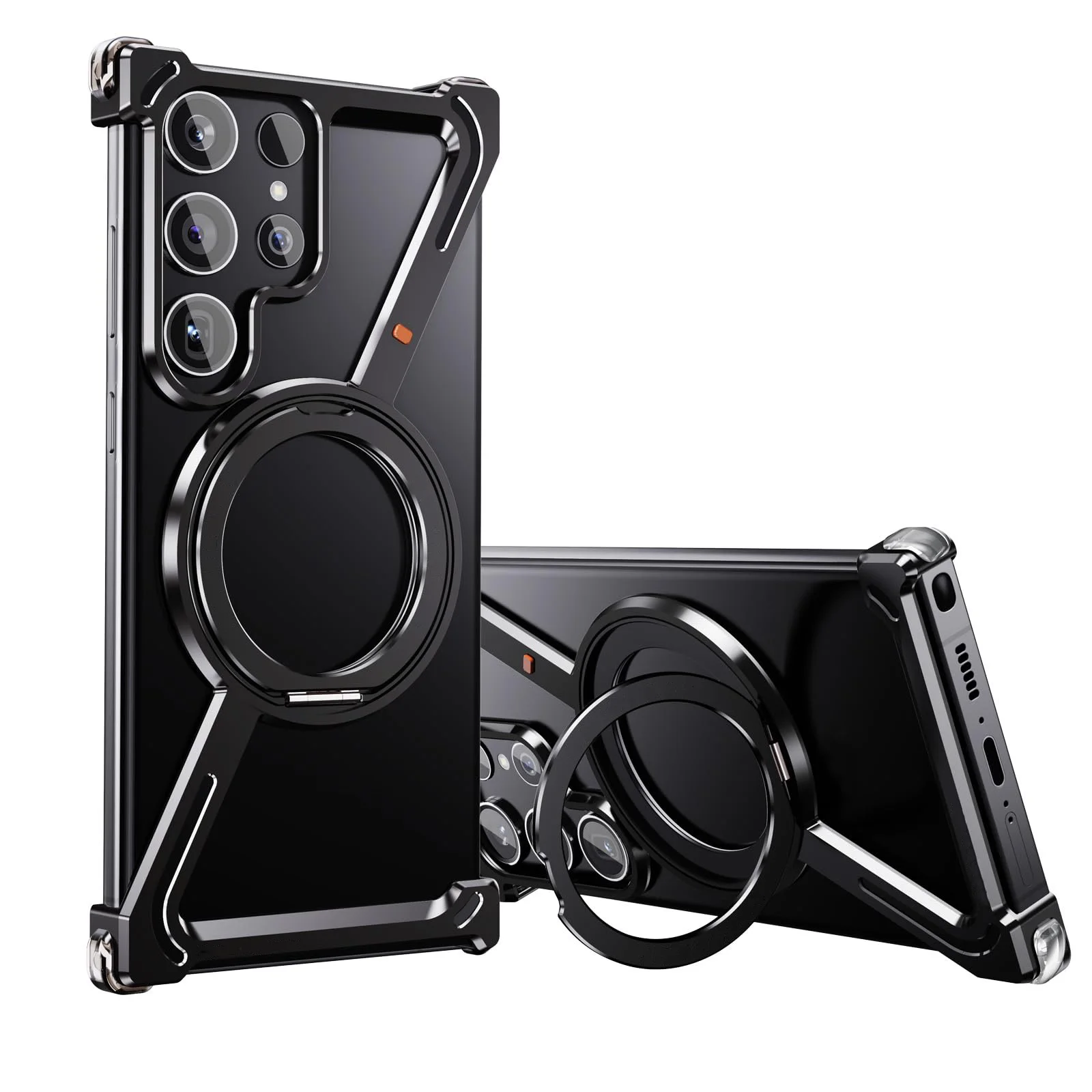 For Samsung S25 Ultra/S24 Ultra Aluminum Bumper Case with 360° Rotating Kickstand Magnetic Compatible Shockproof Cover
For Samsung S25 Ultra/S24 Ultra Aluminum Bumper Case with 360° Rotating Kickstand Magnetic Compatible Shockproof Cover
