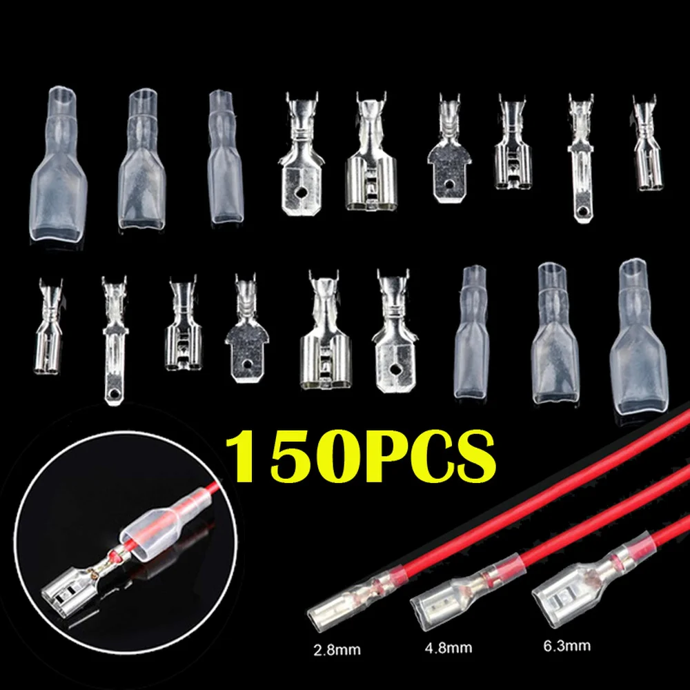 150PCS 2.8/4.8/6.3mm Crimp Terminals Male Female Spade Wire Connectors Insulated Kit
150PCS 2.8/4.8/6.3mm Crimp Terminals Male Female Spade Wire Connectors Insulated Kit