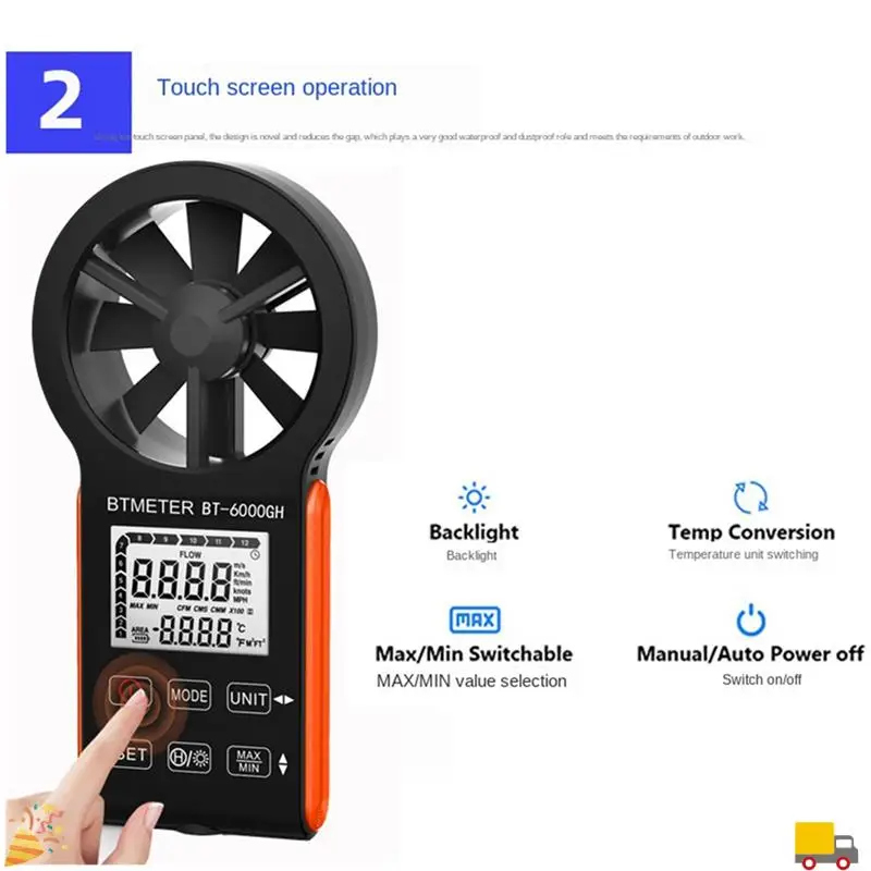 BTMETER Анемометр Измерение скорости ветра с сенсорным ключом, дисплеем температуры, инструментом для проверки объема воздуха BT-6000GH Прочный
BTMETER Анемометр Измерение скорости ветра с сенсорным ключом, дисплеем температуры, инструментом для проверки объема воздуха BT-6000GH Прочный