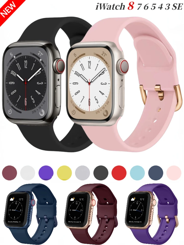 Silicone Strap For Apple Watch 9 8 7 45mm 41mm Ultra 2 49mm Series 6 5 4 SE 44mm 40mm Sport Bracelet Wristband For iWatch 42mm
Silicone Strap For Apple Watch 9 8 7 45mm 41mm Ultra 2 49mm Series 6 5 4 SE 44mm 40mm Sport Bracelet Wristband For iWatch 42mm