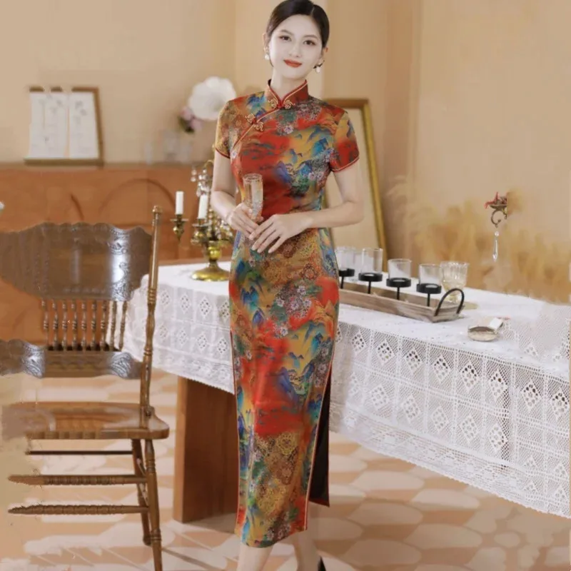 Fashion Summer Modern Qipao Dresses Women Elegant Vestidos Long Woman Traditional Chinese Clothing y2k Maxi Cheongsam Dress
Fashion Summer Modern Qipao Dresses Women Elegant Vestidos Long Woman Traditional Chinese Clothing y2k Maxi Cheongsam Dress