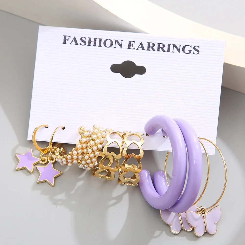 6 Pairs Purple Earring Set 6-Piece Set C-shaped Hollow Butterfly Dangle Earrings for Women Girls Jewelry for Birthday/Valentine'
6 Pairs Purple Earring Set 6-Piece Set C-shaped Hollow Butterfly Dangle Earrings for Women Girls Jewelry for Birthday/Valentine'