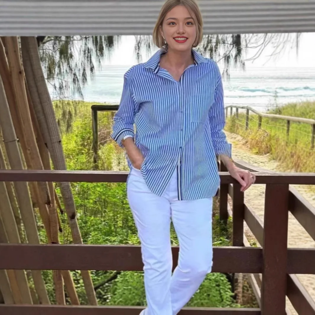 2026 Women's New Fashion Trend Loose Temperament Elegant and Versatile Commuting Long-sleeved Striped Cardigan Women's Tops
2026 Women's New Fashion Trend Loose Temperament Elegant and Versatile Commuting Long-sleeved Striped Cardigan Women's Tops