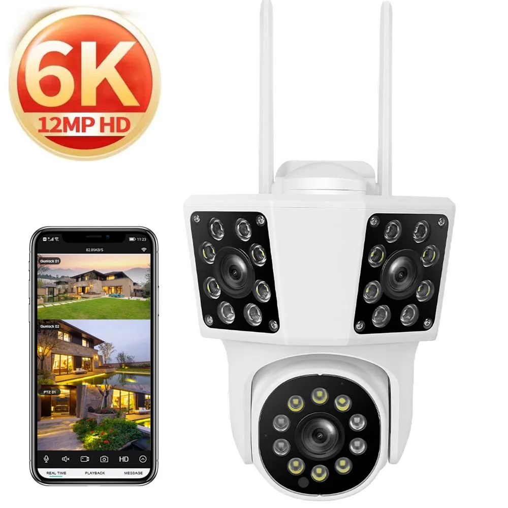 Трехэкранная 6K 12MP WIFI IP уличная камера с отслеживанием движения PTZ-видеокамера видеонаблюдения с тремя объективами водонепроницаемая система безопасности
Трехэкранная 6K 12MP WIFI IP уличная камера с отслеживанием движения PTZ-видеокамера видеонаблюдения с тремя объективами водонепроницаемая система безопасности