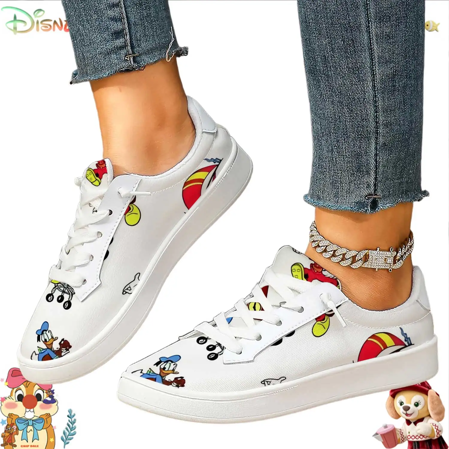 Women's Cute Donald Duck Cartoon Print White Sneakers, Comfortable Casual Canvas Shoes
Women's Cute Donald Duck Cartoon Print White Sneakers, Comfortable Casual Canvas Shoes