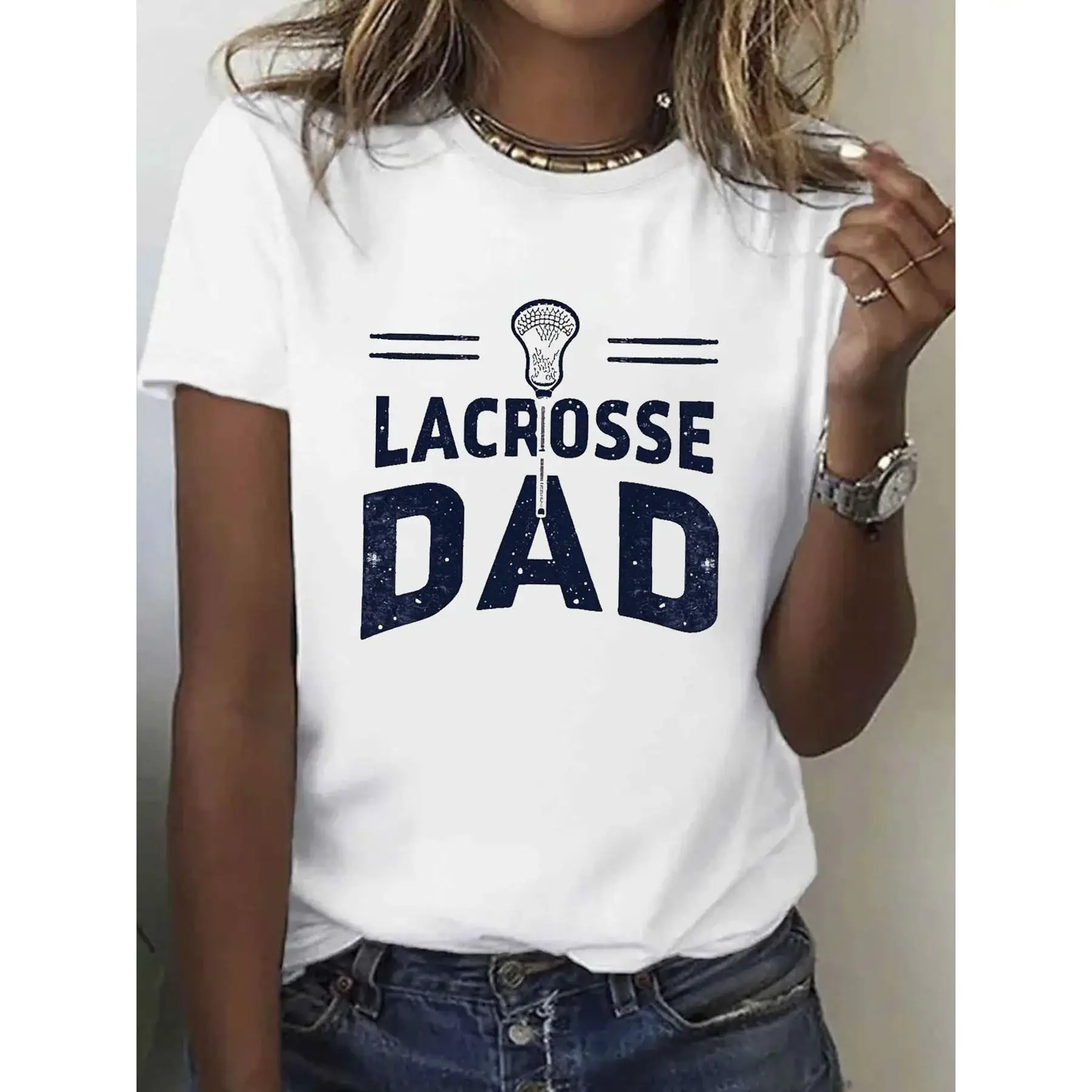 Women'S 100% Hockey Dad Graphic TShirt Relaxed Fit Short Sleeve Casual Top withLacrosse Dad Print, Breathable Machine Washable 
Women'S 100% Hockey Dad Graphic TShirt Relaxed Fit Short Sleeve Casual Top withLacrosse Dad Print, Breathable Machine Washable