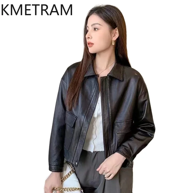 KMETRAM Genuine Vegetable-Tanned Sheepskin Leather Jacket Woman Loose Casual Short Coat Stylish Women Fall Clothing 2026 jaqueta
KMETRAM Genuine Vegetable-Tanned Sheepskin Leather Jacket Woman Loose Casual Short Coat Stylish Women Fall Clothing 2026 jaqueta